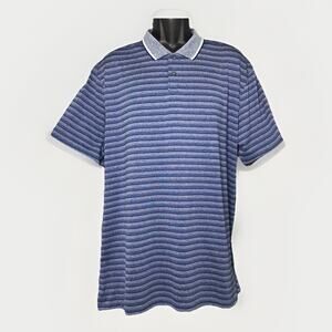 Nike Golf Polo Shirt Adult XL Dri-Fit Blue Stripe Standard Rugby Activewear Mens